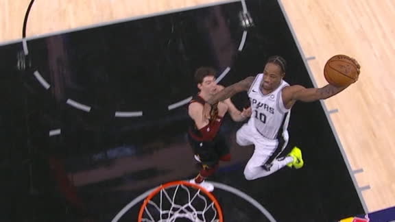 DeRozan gets the steal and one-handed jam