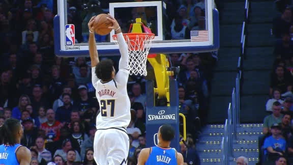 Murray throws it off the backboard for his own jam
