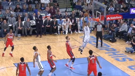 Clarke throws down two-handed jam off the alley