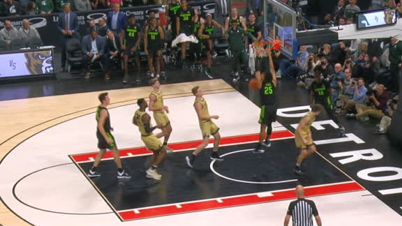 Izzo's rebound leads to a Hall dunk