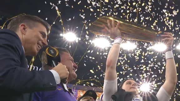 Coach O, Burrow hoist championship trophy in NOLA
