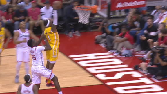 Caldwell-Pope throws it down, gets the foul