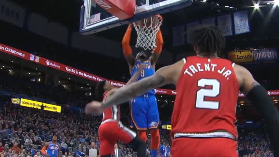 Schroder's steal sets up Noel's alley-oop dunk