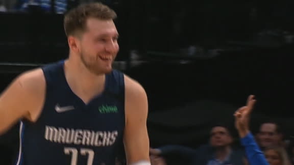 Luka looking for a foul knocks down the 3