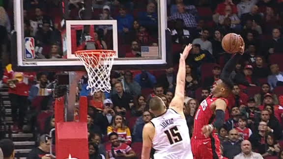 Westbrook flies in for dunk over Jokic