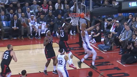 Simmons blows by defender for reverse layup