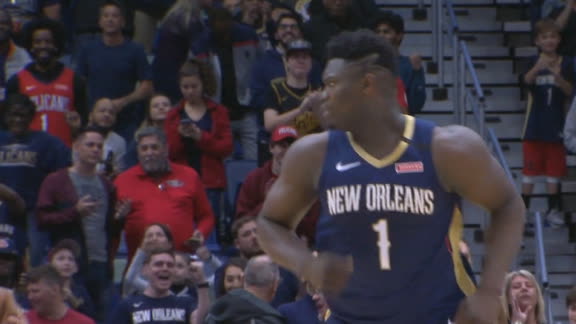 Zion gets his first dunk in NBA