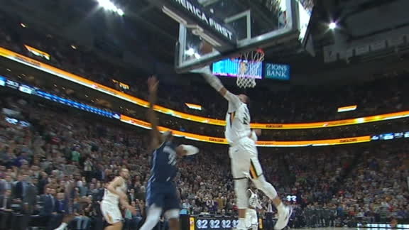 Gobert blocks Wright at the rim