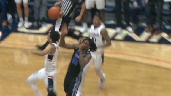 UConn's Bouknight flies in for big and-1 dunk