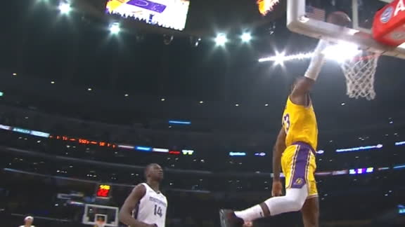 LeBron clear for takeoff on breakaway slam