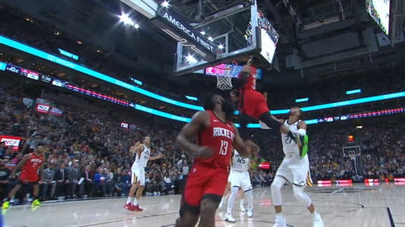 Harden, Russ connect for alley-oop jam