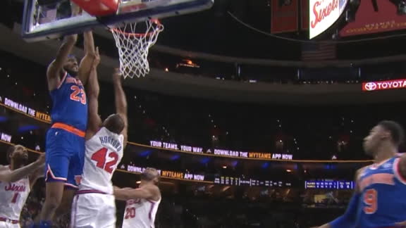 Robinson bodies Horford on rim-rocker