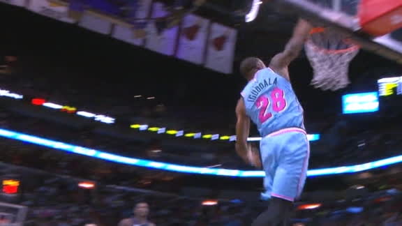 Iguodala lights up the 305 with tomahawk jam