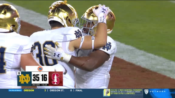 Audric Estimé runs through Stanford defense and the Notre Dame