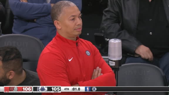 James Harden's inbounds pass is intercepted by Deandre Ayton to seal the Trail Blazers' win over the Clippers.