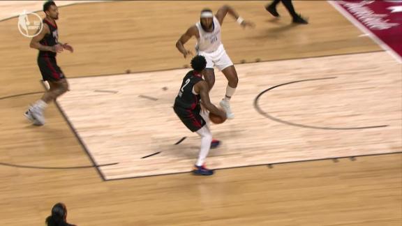 Rayan Rupert leads all scorers with 23 points in the Blazers' big win over the Warriors.
