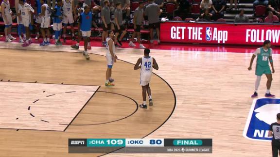 The Hornets take down the Thunder 109-80 to advance to the NBA Summer League Final.
