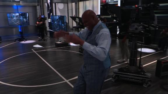 Ernie Johnson, Shaquille O'Neal, Kenny Smith and Charles Barkley open up "Inside the NBA" for the first time on ESPN.