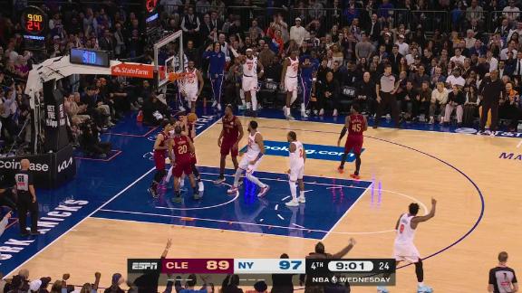 Karl-Anthony Towns' move on his defender has the Knicks bench on their feet in amazement.