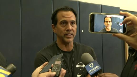 Erik Spoelstra and Bam Adebayo talk about moving forward after Heat guard Terry Rozier's arrest.