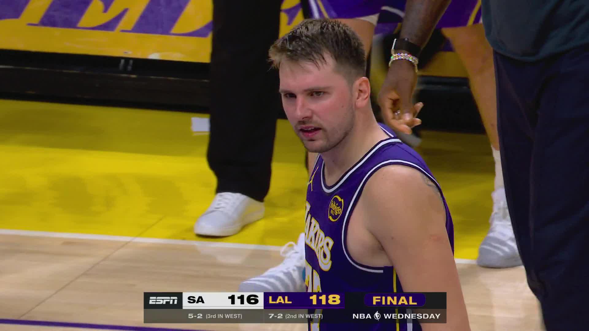 Doncic scores 35, and the Lakers survive a frantic final second for a ...