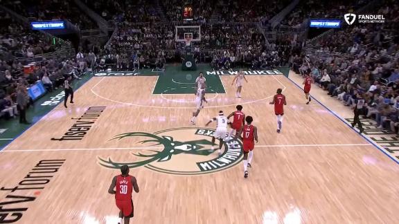 Giannis Antetokounmpo rocks the rim with jam