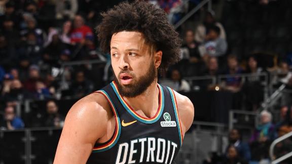 Detroit's Cade Cunningham drives down the court for an impressive bucket vs. Atlanta.