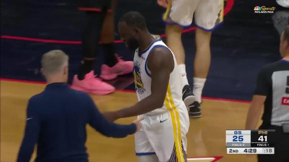 Draymond Green leaves in the second quarter with apparent foot injury.