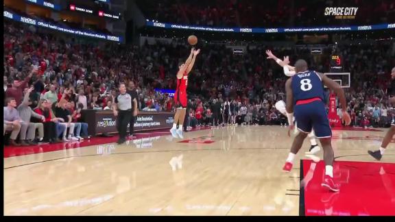 Amen Thompson secures an offensive board and lays it in with contact for the Rockets.