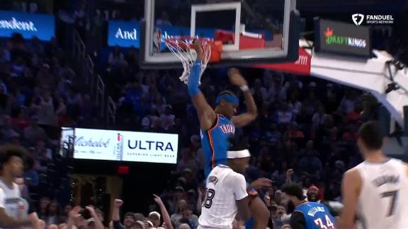 Shai Gilgeous-Alexander elevates for alley-oop jam