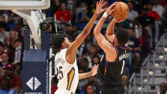 Devin Booker drops 30 points in the Suns' 115-108 win over the Pelicans.