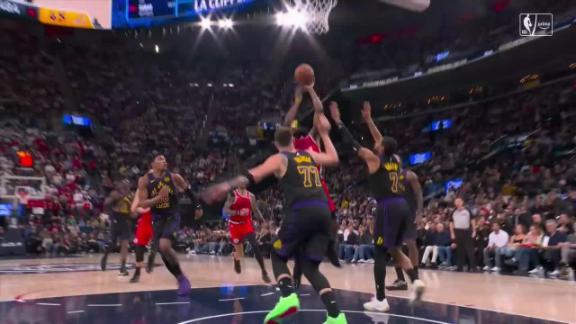 James Harden gets the and-1 to fall.