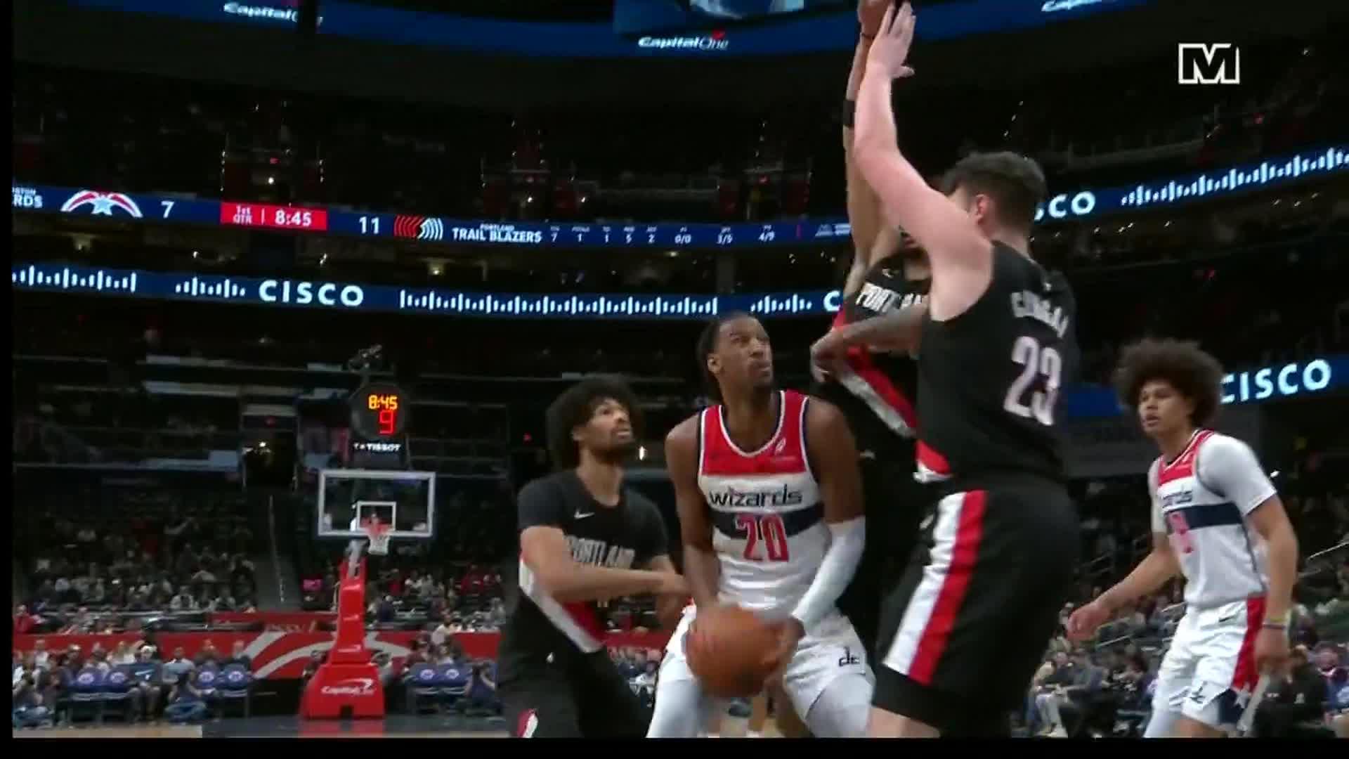 Alex Sarr somehow gets the and-1 to fall.