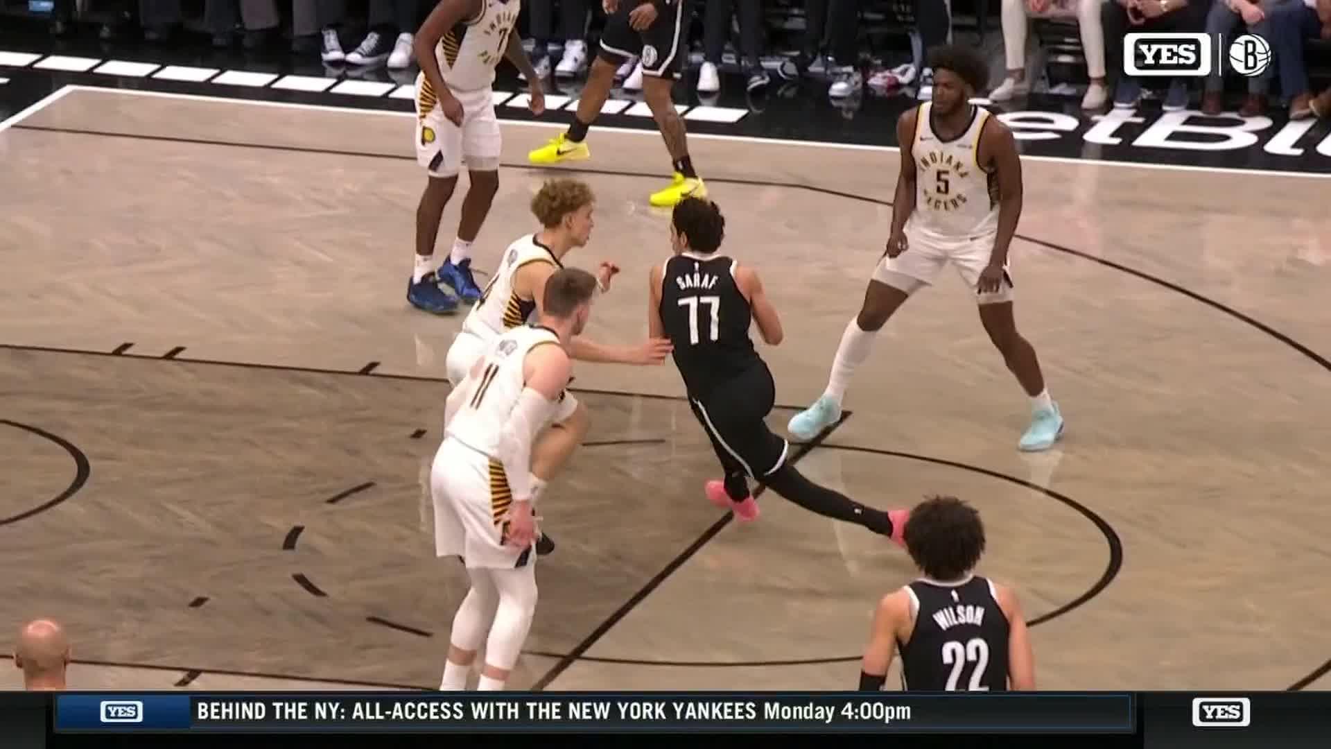 Ben Saraf gets the and-1 to fall