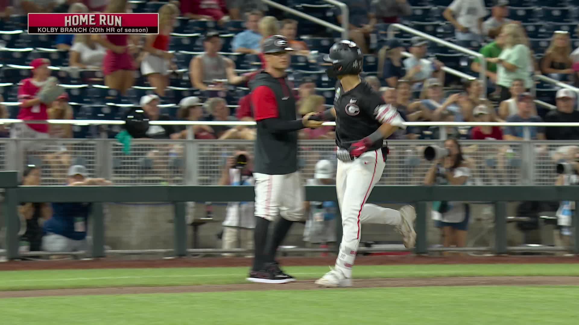 Kolby Branch homers in final college AB, high-fives brother to celebrate