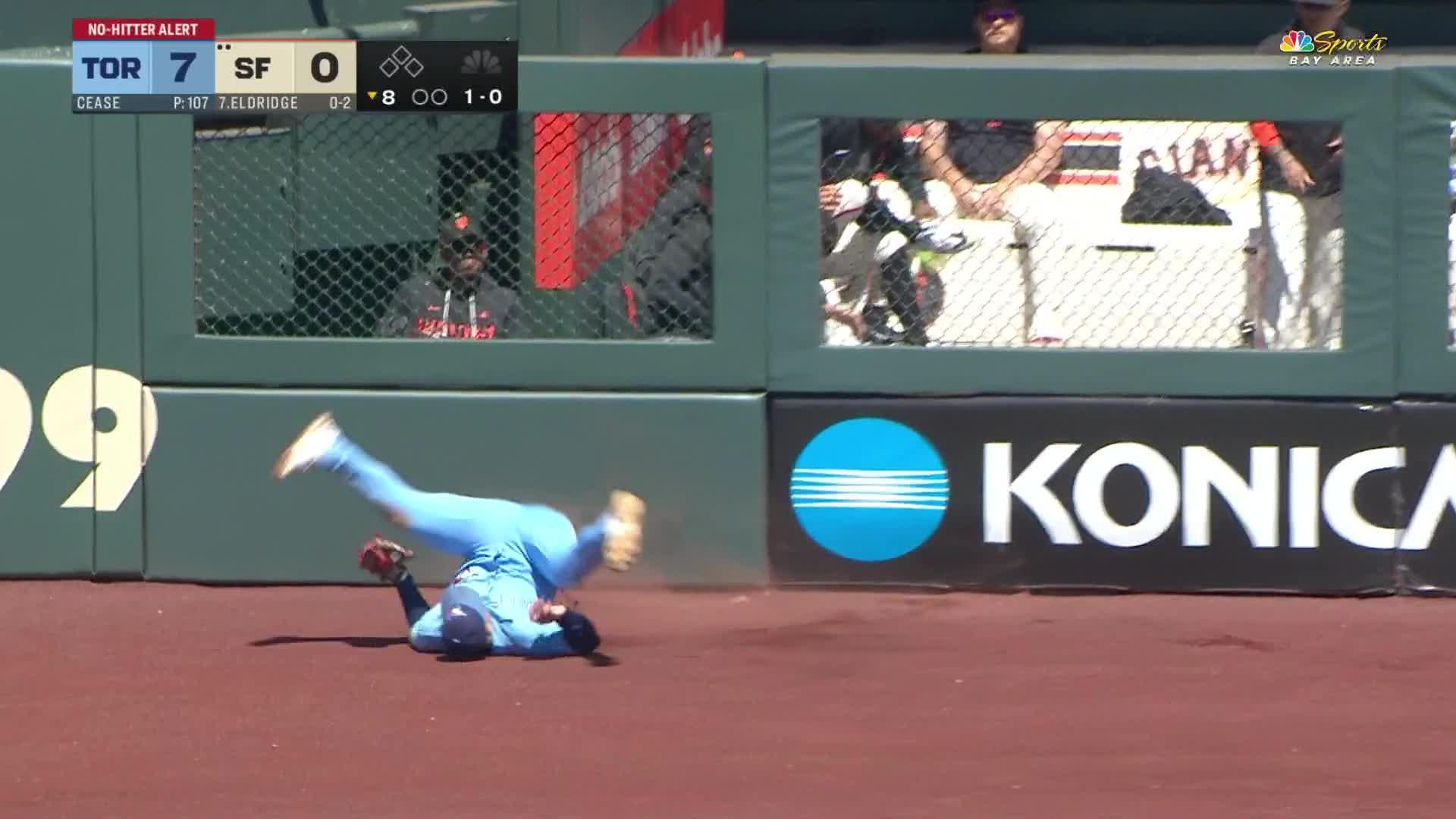 Daulton Varsho crashes into the wall, keeps Dylan Cease's no-hitter attempt alive — Article image accompanying Philadelphia's Sanchez, Toronto's Cease to start All-Star Game on WagerUp Sports News.