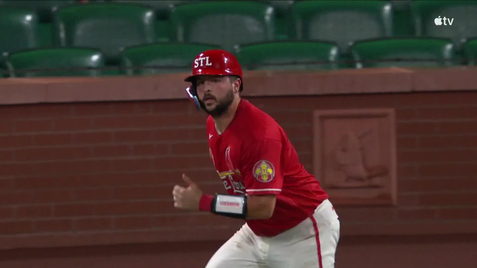Jimmy Crooks smashes a home run — Article image accompanying Cardinals outlast the Braves 2-1 early Saturday after a long rain delay on WagerUp Sports News. Jimmy Crooks smashes a home run — Article image accompanying Cardinals outlast the Braves 2-1 early Saturday after a long rain delay on WagerUp Sports News.