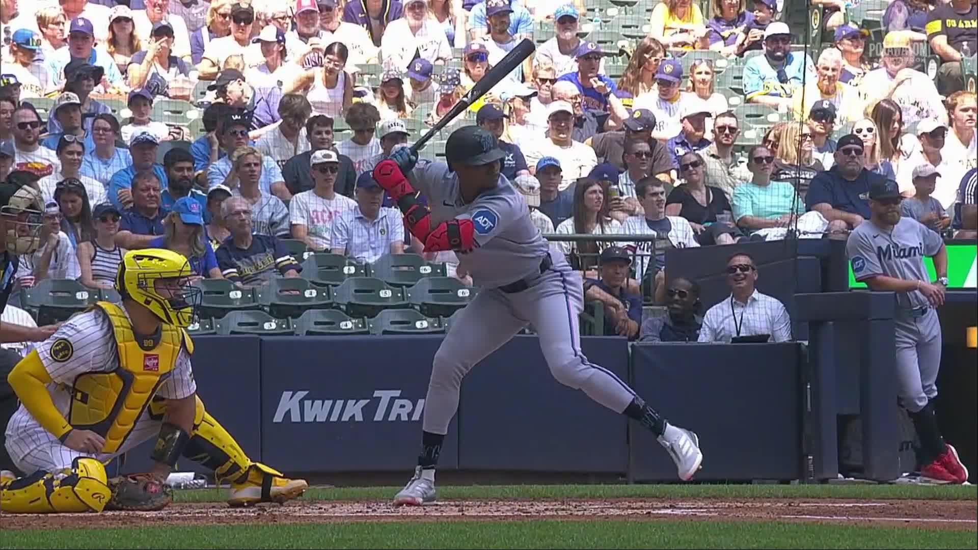 Esteury Ruiz crushes a home run — Article image accompanying Marlins look to stop 5-game losing streak, play the Brewers on WagerUp Sports News. Esteury Ruiz crushes a home run — Article image accompanying Marlins look to stop 5-game losing streak, play the Brewers on WagerUp Sports News.
