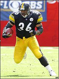 Pittsburgh Steelers Jerome Bettis with over 100 yards today