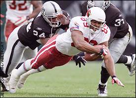 25 Nov 2001: Jerry Rice of the Oakland Raiders during the Raiders