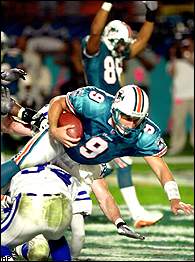 Miami Dolphins quarterback Gus Frerotte (11) hands off the ball