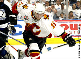 2003-04 Oleg Saprykin Calgary Flames Stanley Cup Finals Game Worn Jersey – “ 2004 Stanley Cup Finals” - Team Letter