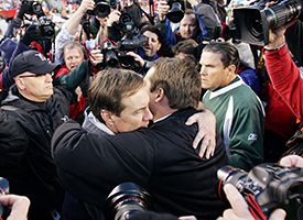 Eric Mangini (R) and Bill Belichick