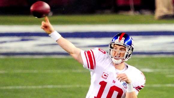 Michael Strahan and Eli Manning  Feb. 3, 2008 vs. Patriots in