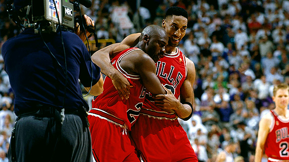 Michael Jordan and Karl Malone 1997 NBA Finals