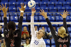 Coach Anne Kordes and setter Whitney Roth lead Saint Louis volleyball