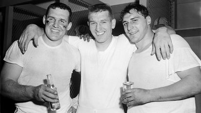 Steve Myhra, Johnny Unitas, and Alan Ameche