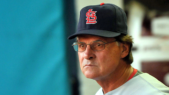 Tony La Russa and the Big Unit looking like they're trying to make