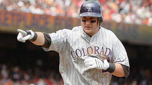 Troy Tulowitzki gets a very Coors Field welcome for his Colorado