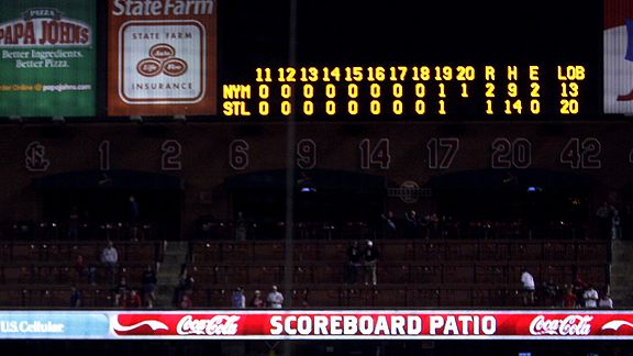 The Mets brand new scoreboard was used for the first time to play Mari